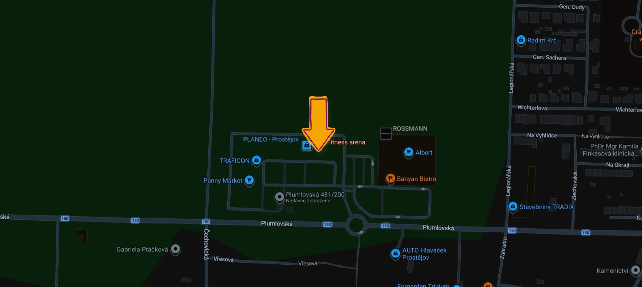 Mapa s umístěním La Arena